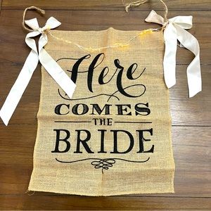 NEW Here Comes The Bride sign - burlap, bows, led lights